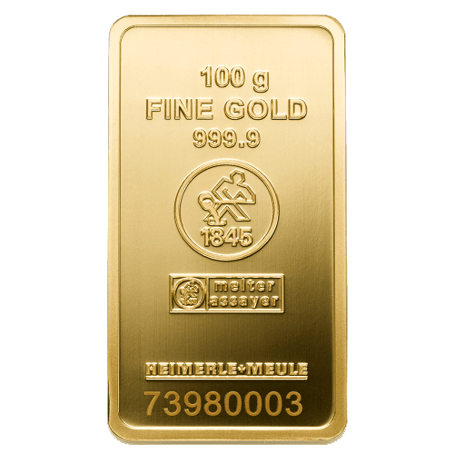 100 gr guldbarre Heimerle Meule - Køb guld hos Vitus Guld til markedets bedste guldpriser