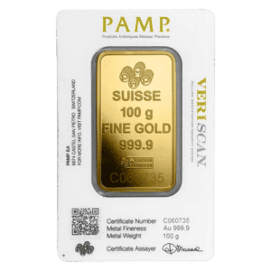 100 gr. guldbarre fra PAMP Schweiz - Køb dine guldbarre, guldmønter, guldsmykker hos Vitus Guld til landets bedste guldpris