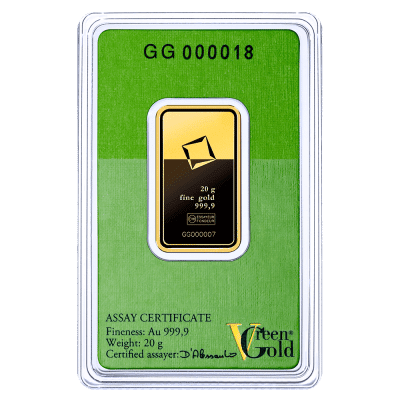 20 gr valcambi Green gold guldbarre - køb guldbarre hos Vitus Guld.