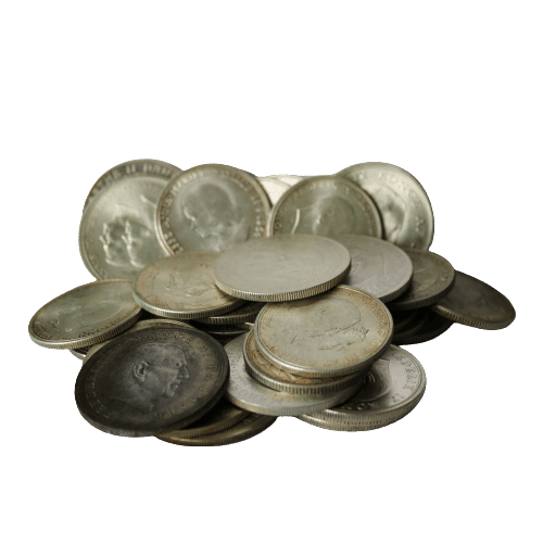 Blandet lot Danske Sølvmønter med 80 % rent sølv Køb dine sølvmønter hos Vitus Guld