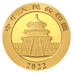 Panda guldmønt 2022, 24 karat guld 30 gr. investering i guldmønter, prægning med to pandaer.