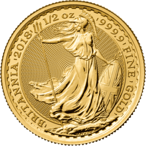 Britannia Guldmønt 1/2 oz 999,9 ‰, 15,55 gr. 24 karat - Tidlige Årgange - køb guldbarrer og guldmønter til bedste guldpriser i Danmark. Køb guld online i dag