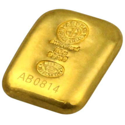 50 gr. støbt guldbarre fra Argor Heraeus - Køb guld hos Vitus Guld til bedste guldpriser