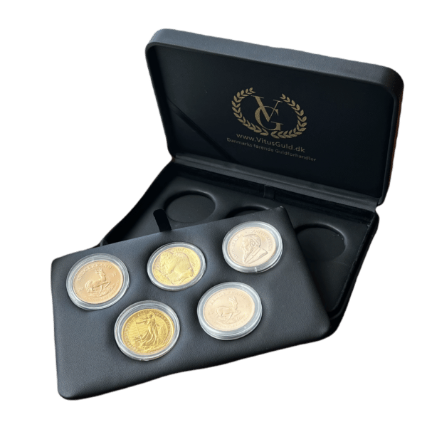 Guldmønt æske - opbevaring af guldmønter - køb guldmønter hos Vitus Guld til bedste guldpriser.