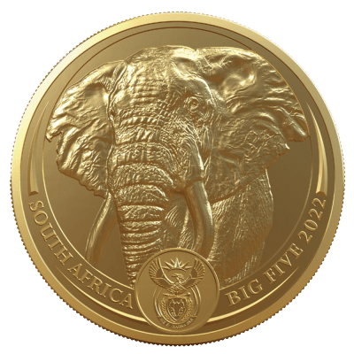 Fra serien Big 5 denne 1 oz guldmønt Elephant fra 2022 Køb guldmønter og guldbarrer til bedste guldpriser