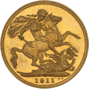 Cirkuleret - 1 Sovereign - George V - 916 ‰ 7,98 gr. 22 karat Køb guldmønter og guldbarrer hos Vitus Guld- Danmarks Bedste guldpriser. Køb Guld - din guld og sølv partner