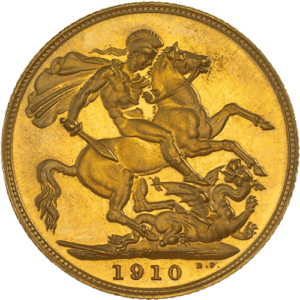 Cirkuleret - 1 Sovereign - Edward VII - 916 ‰ 7,98 gr. 22 karat Køb guldmønter og guldbarrer hos Vitus Guld- Danmarks Bedste guldpriser. Køb Guld - din guld og sølv partner