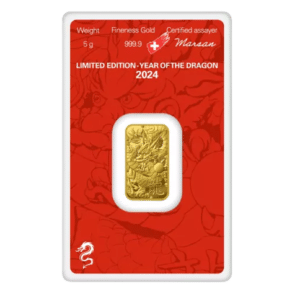 5 gr Guldbarre Year of the dragon år 2024 - køb guldbarrer til bedste guldpris