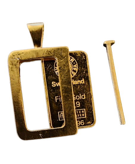 Guldbarre Ramme vedhæng til 2 gr guldbarre - designet og produceret af Vitus Guld - Danmarks førende guldhandler