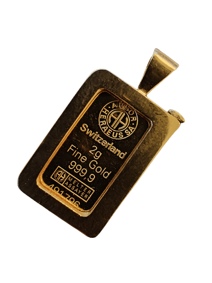Guldbarre Ramme vedhæng til 2 gr guldbarre - designet og produceret af Vitus Guld