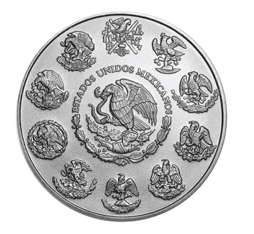 Mexican Libertad sølvmønt år 2023 - bagside 999 ‰, Finsølv - Mexico - køb sølvmønter hos Vitus Guld