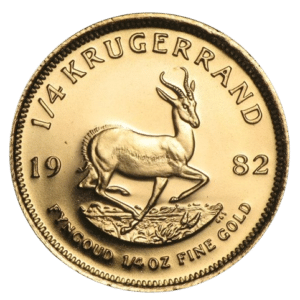 0.25 Oz Krugerrand tidlige årgange år 1982 guldmønt - køb dine guldmønter online hos Vitus Guld i dag til Danmarks bedste priser.