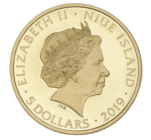 5$ Elizabeth II Niue Island, 1/10 oz 999 ‰, 3,11 gr. 24 karat - år 2019