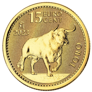 Spansk TORO BULL - TYR - 15 euro cent guldmønt fra Spanien - køb guldmønter hos Vitus Guld online til bedste guldpriser