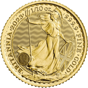 10£ Britannia Charles III Guldmønt, 1/10 oz 3,11 gr., 24 karat 999,9 ‰ - År 2024