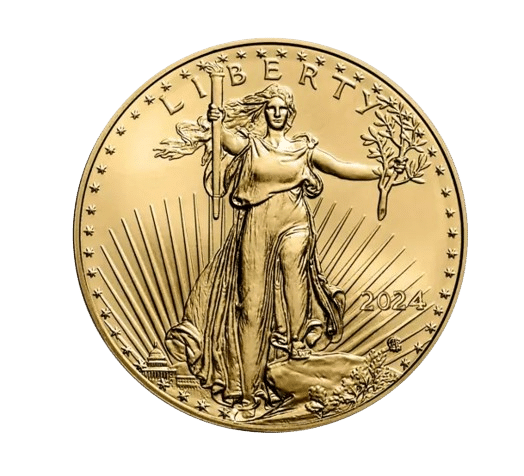 American Gold Eagle 5$ Guldmønt, 1/10 oz 3,11 gr., 24 karat 999,9 ‰ - År 2024 - Køb guld i dag