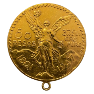 Mexican 50 Pesos Guldmønt inkl. øsken. cirkuleret. Køb cirkulerede mønter online hos Vitus Guld.(2)