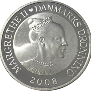 Sølvmønt Kongeskibet Dannebrog 2008, 31,1 gr., Finsølv, 999‰. Supplement til din samling og diversitet til din opsparing.
