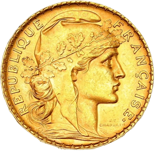 20 Francs Guldmønt "Marianne", 6,45 gr., 21,6 karat 900‰ - År 1904. Køb guldmønter online hos Vitus Guld i dag og få det til markedets bedste priser.