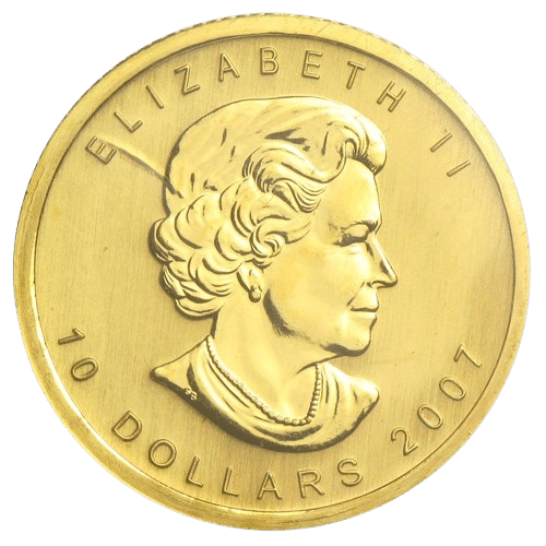 10$ Canadian Maple Leaf Guldmønt, 1/4 oz 7,775 gr., 24 karat 999,9 ‰ – År 2008. Køb guldmønter fra Vitus Guld - Danmarks Største guldhandler af guldmønter.