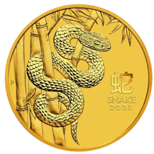 Lunar Snake - 1 oz 999,9 ‰, 31,1 gr. 24 karat - år 2025. Køb guldmønter til bedste guldpriser