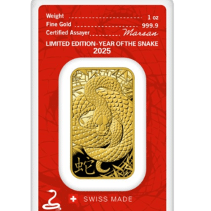 1 oz guldbarre - 31,1 gr. year of the snake 2025 - køb guldbarre online til bedste guldpriser hos Danmarks Førende Guldhandler