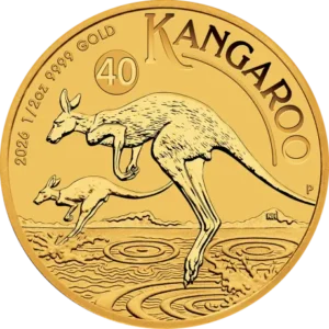 1/2 oz Australsk Kangaroo 999,9 ‰, 15,55 gr. 24 karat "40 års jubilæum" - År 2026
