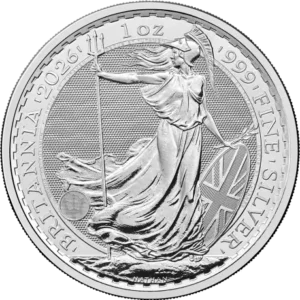 1 oz Britannia 2£ Sølvmønt, 31,1 gr., Finsølv 999 ‰ - Årgang 2026