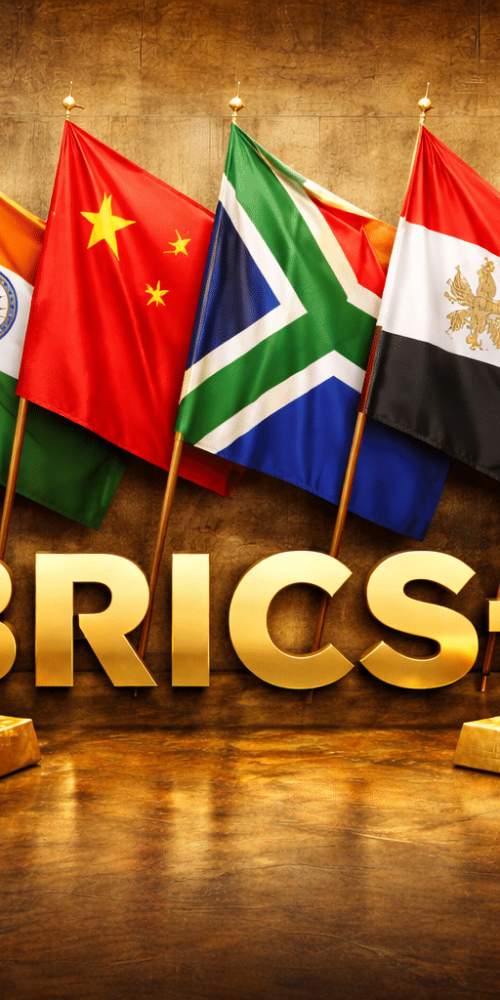 BRICS+ flag lineup and gold wealth